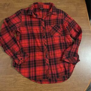buffalo red flannel plaid button up womens size small